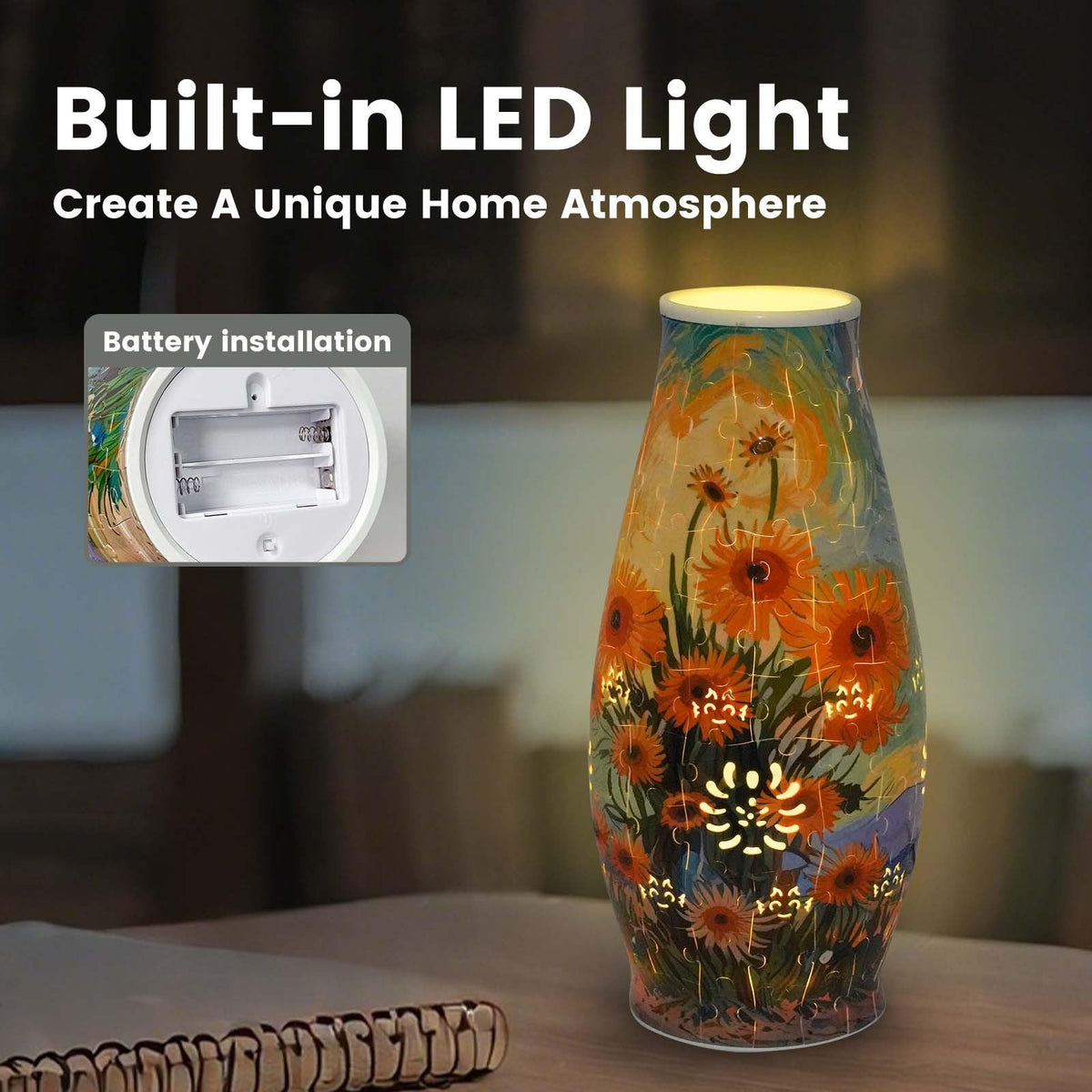 Unique 3D Puzzle Flowers Vases With Led Lights